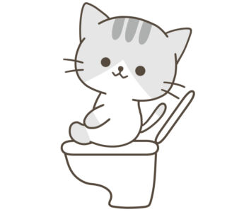 ネコがトイレに座っているイラスト